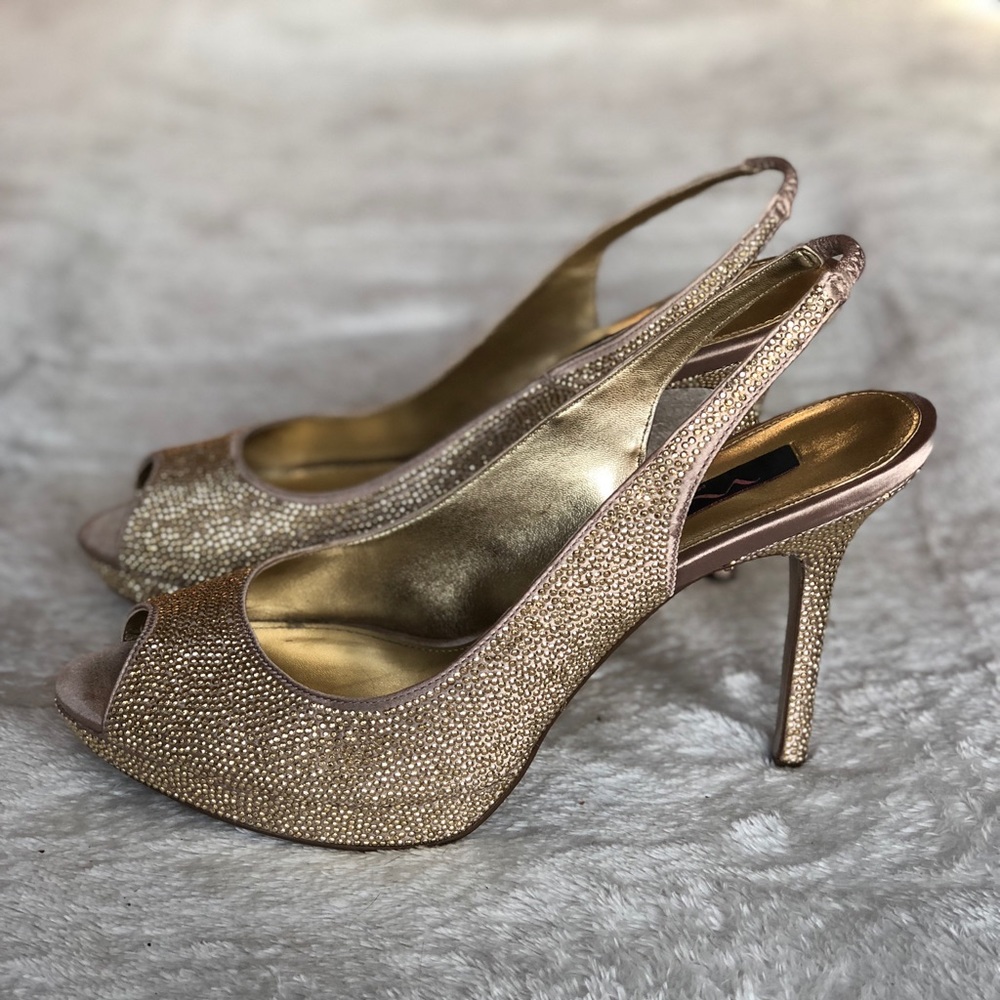 Shimmering Gold Slingback Heel
